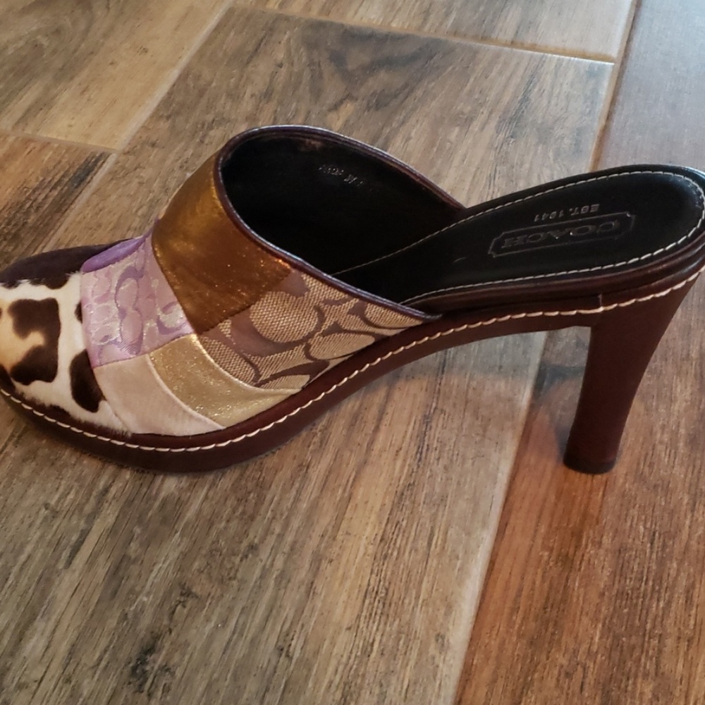 New Coach patchwork mules size 10